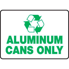 Aluminum Cans Only Label w/ Recycle Sign, Plastic, 7" x 10"