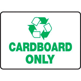 Cardboard Only Label w/ Recycle Sign, Adhesive Vinyl, 5" x 7"