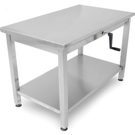 SS Stationary Instrument Table, 48 x 30", Undershelf, Hydraulic Adjustable Height