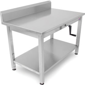 SS Stationary Instrument Table, 60 x 30", Shelf & Backsplash, Hydraulic Adj. Height