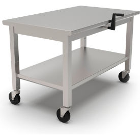 Stainless Steel Mobile Instrument Table, 60 x 30", Undershelf, Hydraulic Adj. Height