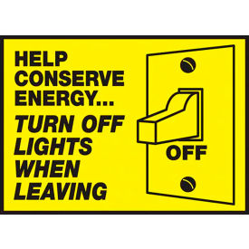 Help Conserve Energy Turn Off Lights When Leaving Label, Dura-Vinyl, 3-1/2" x 5"