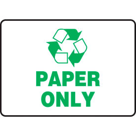 Paper Only Label w/ Recycle Sign, Plastic, 7" x 10"