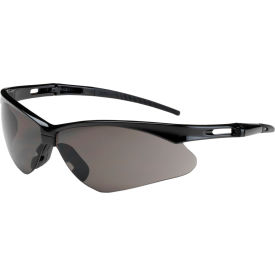 Anti-Fog/Anti-Scratch Semi-Rimless Safety Glasses, Gray Lens, Black Frame, Pack of 12