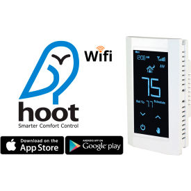 Hoot Wifi Electronic Programmable Thermostat, Single Pole, 120/208/240V, White