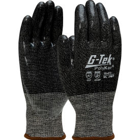 PolyKor Seamless Knit Blended CR Gloves, Silicone Coated, ANSI A7, M, Black, 12 Pair