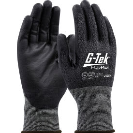 Seamless Knit Blended CR Gloves, PU Coated, ANSI A4, XXL, Black, 12 Pair