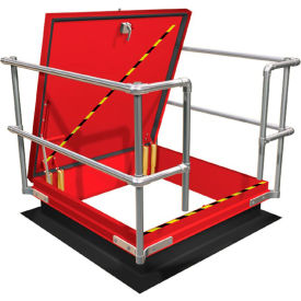 Roof Hatch Railing Kit with Offset Handles & No Gate, Galvanized Steel, 36"L