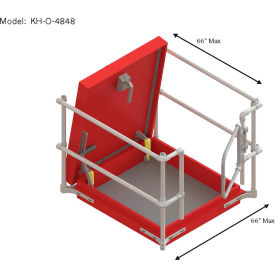 Roof Hatch Railing Kit with Offset Handles & No Gate, Galvanized Steel, 66"L