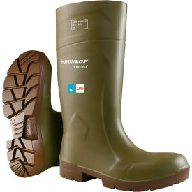 FoodPro Purofort Multi Grip Safety Boots, Cleated Outsole, Steel Toe, Size 11, 15"H, Green