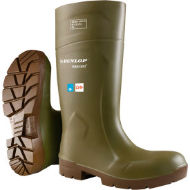 FoodPro Purofort Multi Grip Safety Boots, Cleated Outsole, Steel Toe, Size 5, 14"H, Green