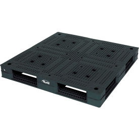 Rackable Open Deck Pallet, HDPE, 47-1/4"L x 47-1/4"W, 22,000 lb. Floor Cap., Black
