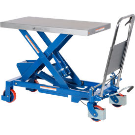 Hydraulic Elevating Cart, 1750 lb. Capacity, Steel, 39-1/2 x 20 Platform, Blue