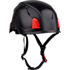 Cap Style Industrial Climbing Helmet, Vented, HDPE Suspension, Black
