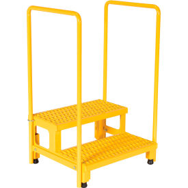 Adjustable Step Mate Stand with Handrail, 22-7/8"L x 25-15/16"W x 43-1/8"H, Yellow
