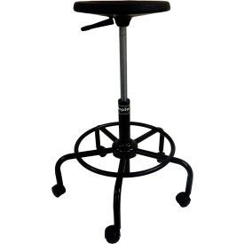Workbench Stool with Reverse Braking Casters, Polyurethane, Black