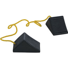 Wheel Chock with Rope, Rubber, 8"L x 5"W x 4-1/8"H