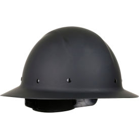 Full Brim Smooth Dome Hard Hat, Non-Vented, Textile Suspension, Class G, Black