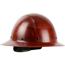 Full Brim Smooth Dome Hard Hat, Non-Vented, Textile Suspension, Natural Brown