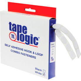 Hook & Loop Tape Individual Dots with Adhesive, 3/4"L x 3/4"W, White, Pack of 200