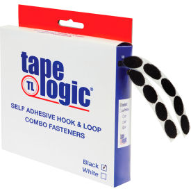 Hook & Loop Tape Individual Dots with Adhesive, 3/4"L x 3/4"W, Black, Pack of 200