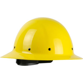Full Brim Smooth Dome Hard Hat, Non-Vented, Textile Suspension, Yellow