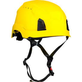 Cap Style Industrial Climbing Helmet, Vented, HDPE Suspension, Yellow