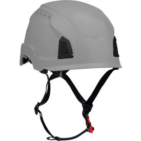 Cap Style Industrial Climbing Helmet, Vented, HDPE Suspension, Gray
