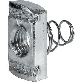 Channel Nut w/ Short Spring, Carbon Steel, 1/2"-13, 100 Pack