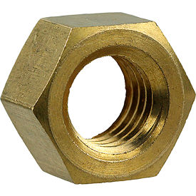 Machine Screw Hex Nut, Solid Brass, #12-24, 100 Pack
