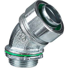 45 Degree Liquid Tight Connector, Alloy Steel, 1", 5 Pack