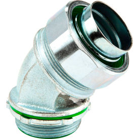 45 Degree Insulated Liquid Tight Connector, Alloy Steel, 1-1/2", 2 Pack