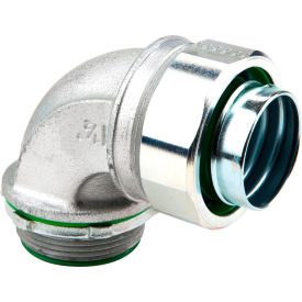 90 Degree Insulated Liquid Tight Connector, Alloy Steel, 1-1/2", 2 Pack