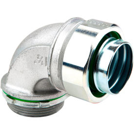 90 Degree Liquid Tight Connector, Alloy Steel, 1-1/2", 2 Pack