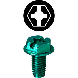 Ground Screw w/ Thread Cutting Point, Hex Head, Phillips, #10-32 x 3/8", 100 Pack