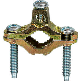 Bare Ground Clamp, Pressure Cast, Brass Plated, 1/2"-1, 25 Pack