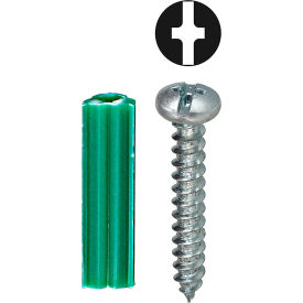 Ribbed Tubular Anchor w/ Combo Pan Head Screw, #10, Tuff Pack, 201 Pieces