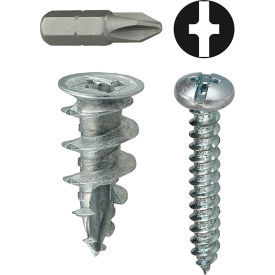 Zinc Alloy Walldriller Anchor Kit w/ Combo Pan Head Screw, #6, 50 Pieces