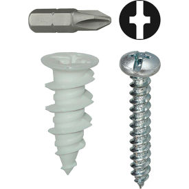 Nylon Walldriller Anchor Kit w/ Combo Pan Head Screw, #6, 50 Pieces