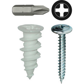 Nylon Walldriller Anchor Kit with Phillips Wafer Head Screw, #8, 50 Pieces