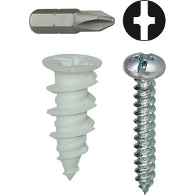 Nylon Walldriller Anchor Kit w/ Combo Pan Head Screw, #8, Tuff Pack, 50 Pieces