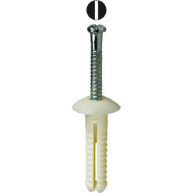 Nylon Button Head Drive Anchor Kit with Pin, 3/16" x 1", 100 Pieces
