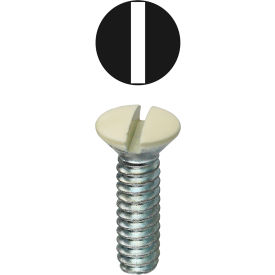 Oval Head Wall Plate Screw, Slotted, Ivory, #6-32 x 1/2", 100 Pack