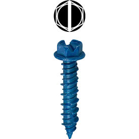 Concrete Screw Anchor, Slotted Hex Washer Head, 1/4" x 1-3/4", 100 Pack