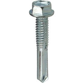 Self Drilling Screw, Tek 5 Hex Washer Head, #12 x 1-1/2"L, 100 Pack