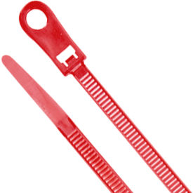 Air Handling Cable Tie w/ Mounting Hole, 8", Red, 100 Pack