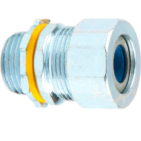 Strain Relief Connector, Steel, 3/4" Dia., Blue Grommet, 10 Pack