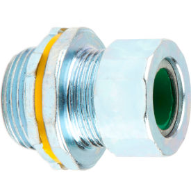 Strain Relief Connector, Steel, 3/4" Dia., Green Grommet, 10 Pack