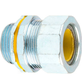 Strain Relief Connector, Steel, 3/4" Dia., Yellow Grommet, 10 Pack