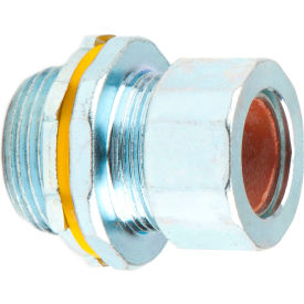 Strain Relief Connector, Steel, 3/4" Dia., Brown Grommet, 10 Pack